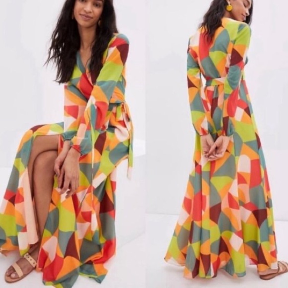 Anthropologie Hutch Geo Wrap Maxi Dress - worn once!